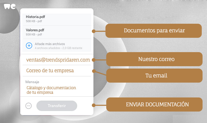 Imagen WeTransfer para subir catalogo a trendspridaren